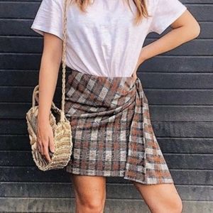 Urban Outfitters Silence + Noise Plaid Wrap & Tie Skirt